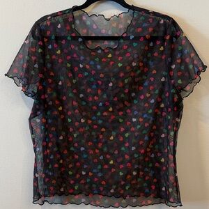 Colorful Hearts Sheer Top